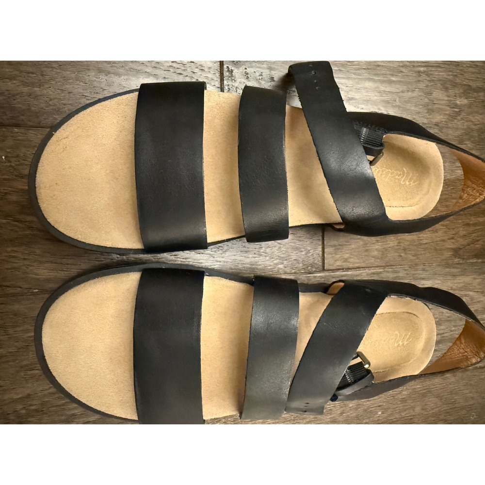 Madewell Sandals Women 9 Black Leather Multi Strap Platform Slingback ND956
